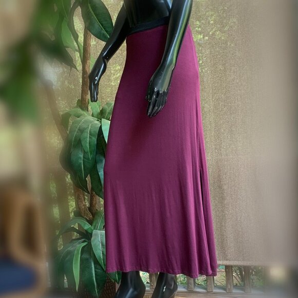 Free People Burgundy Side Slit Maxi Skirt - Picture 3 of 12